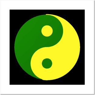 Yin Yang in green and yellow Posters and Art
